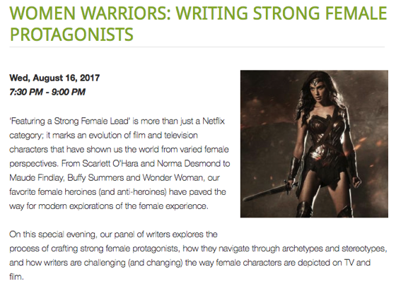 Dr. Rosanne Welch Moderates WGA Panel: Women Warriors: Writing Strong Female Protagonists – August 16, 2017