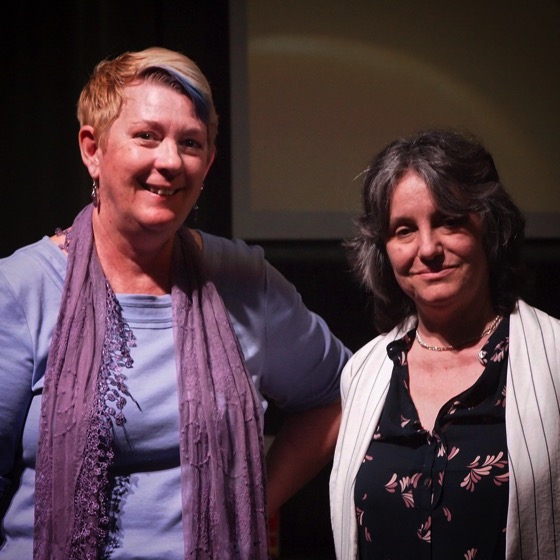 Dr. Peg Lamphier and Dr. Rosanne Welch before presenting their talk, “Why this should be the last lecture you should sit through!” as part of the Last Lecture Series at Cal Poly Pomona.