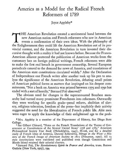 More On Mazzei: America as a Model for the Radical French Reformers of 1789