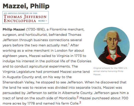 More On Mazzei: Filippo Mazzei on the Monticello Web Site
