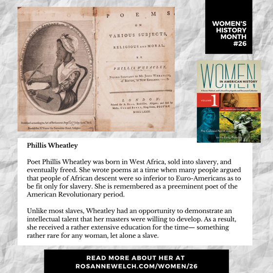 Women's History Month 26: Phillis Wheatley