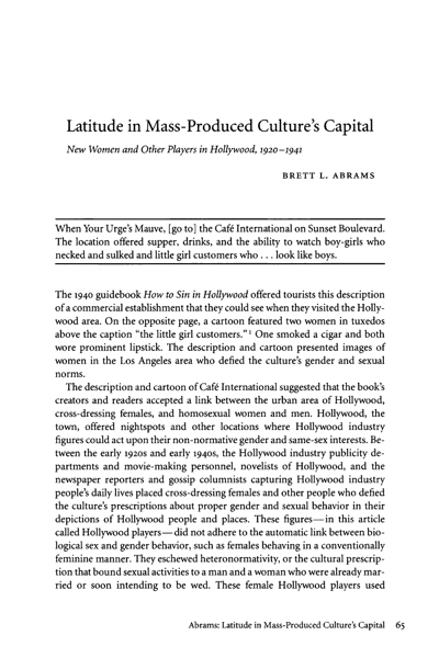 From The “When Women Wrote Hollywood” Archives 22: Latitude in Mass-Produced Culture’s Capital: New Women and Other Players in Hollywood, 1920-1941