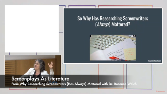 46 Screenplays As Literature from Why Researching Screenwriters Has Always Mattered [Video] (1 minute)